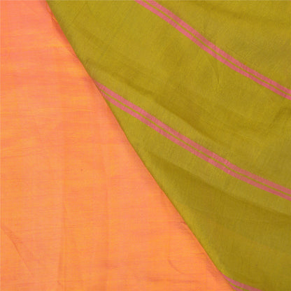 Sanskriti Vintage Peach Indian Sarees Cotton Silk Woven Sari Craft 5 Yard Sustainable Fabric