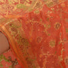 Sanskriti Vintage Orange Indiske Sarier 100% Ren Silke Vævet Premium Sari Bæredygtigt Stoff