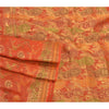 Sanskriti Vintage Orange Indiske Sarier 100% Ren Silke Vævet Premium Sari Bæredygtigt Stoff