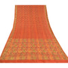 Sanskriti Vintage Orange Indiske Sarier 100% Ren Silke Vævet Premium Sari Bæredygtigt Stoff
