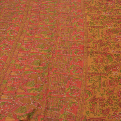 Санскритские винтажные коричневые индийские сари из чистого шелка, расшитые вручную бисером, сари из экологически чистой ткани