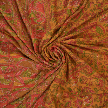 Санскритские винтажные коричневые индийские сари из чистого шелка, расшитые вручную бисером, сари из экологически чистой ткани