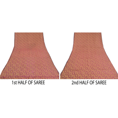 Sanskriti Vintage Purple Sarees Pure Organza Silk Hand Beaded Woven Sari Sustainable Fabric