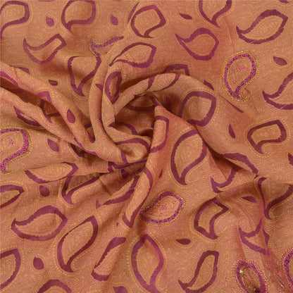 Sanskriti Vintage Purple Sarees Pure Organza Silk Hand Beaded Woven Sari Sustainable Fabric
