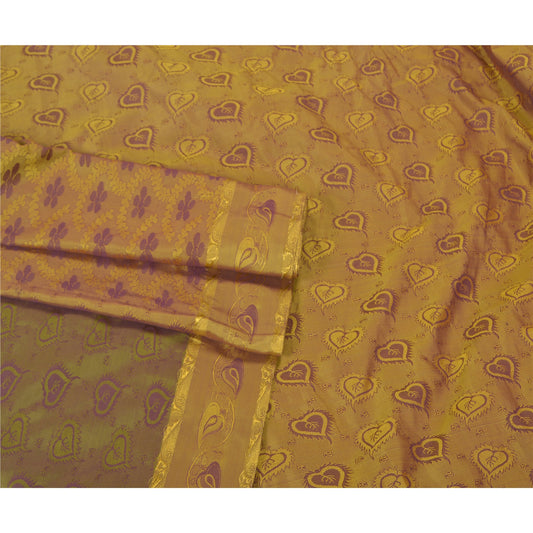 Sanskriti Vintage Green Indian Sarees Art Silk Woven Premium Sari Sustainable Fabric