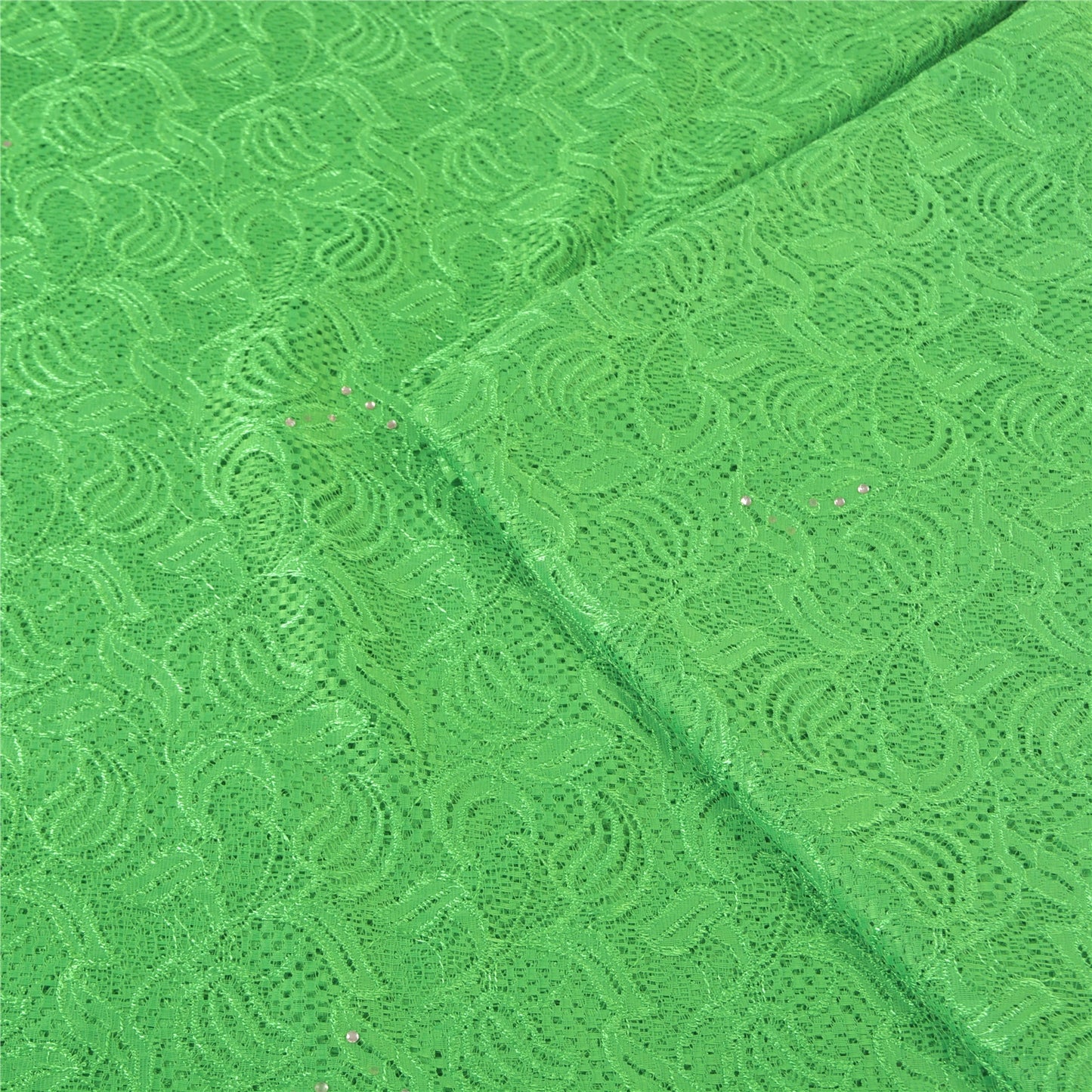 Sanskriti Vintage Green Indian Sarees Net Mesh Woven Cultural Sari Craft Sustainable Fabric