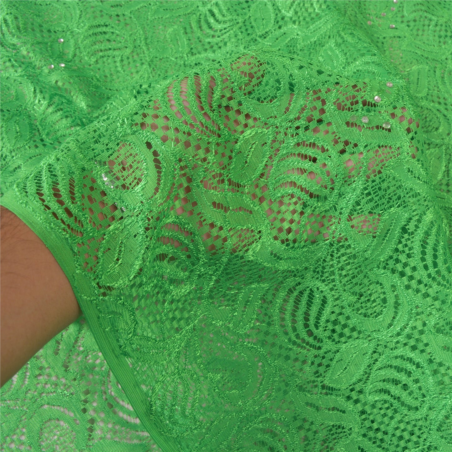 Sanskriti Vintage Green Indian Sarees Net Mesh Woven Cultural Sari Craft Sustainable Fabric