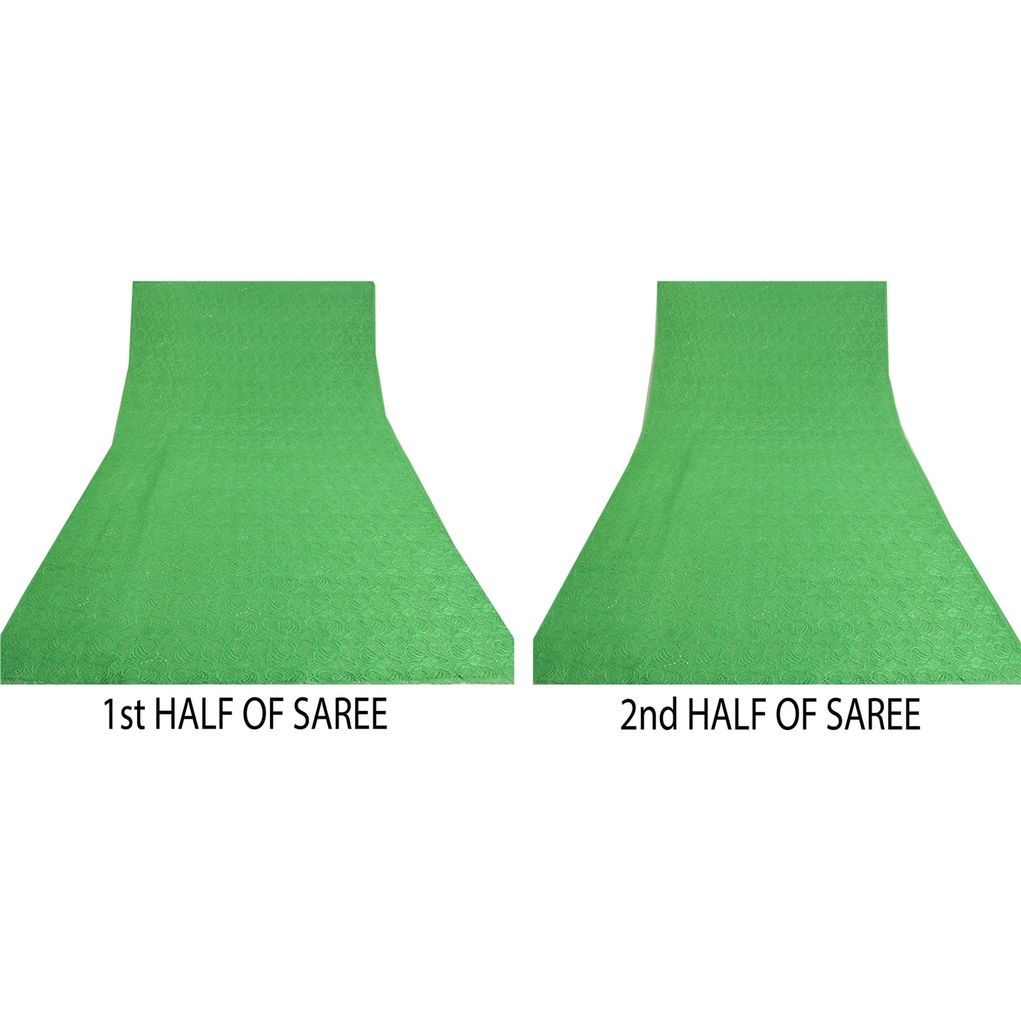 Sanskriti Vintage Green Indian Sarees Net Mesh Woven Cultural Sari Craft Sustainable Fabric