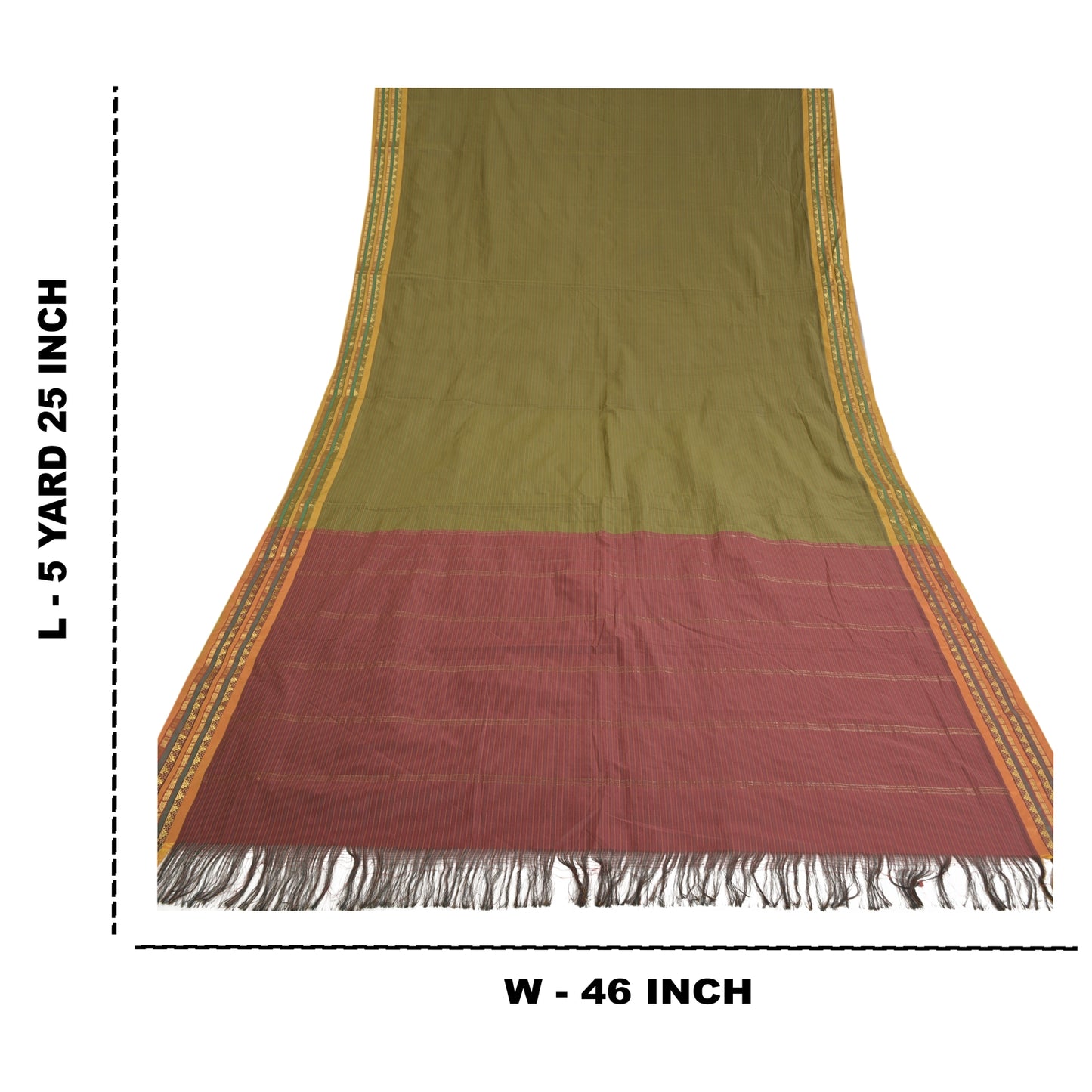 Sanskriti Vintage Grønne Sarees Kunstsilke Vævet Ilkal Premium Sari 5 Yard Bæredygtigt Stof