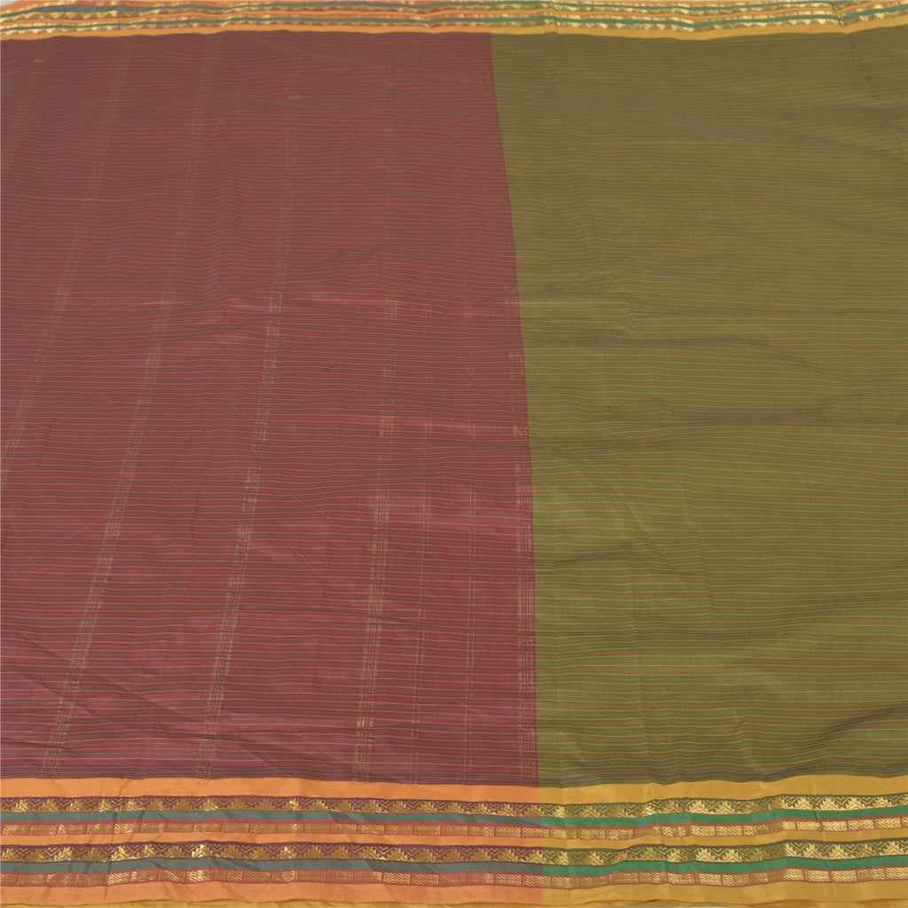 Sanskriti Vintage Grønne Sarees Kunstsilke Vævet Ilkal Premium Sari 5 Yard Bæredygtigt Stof