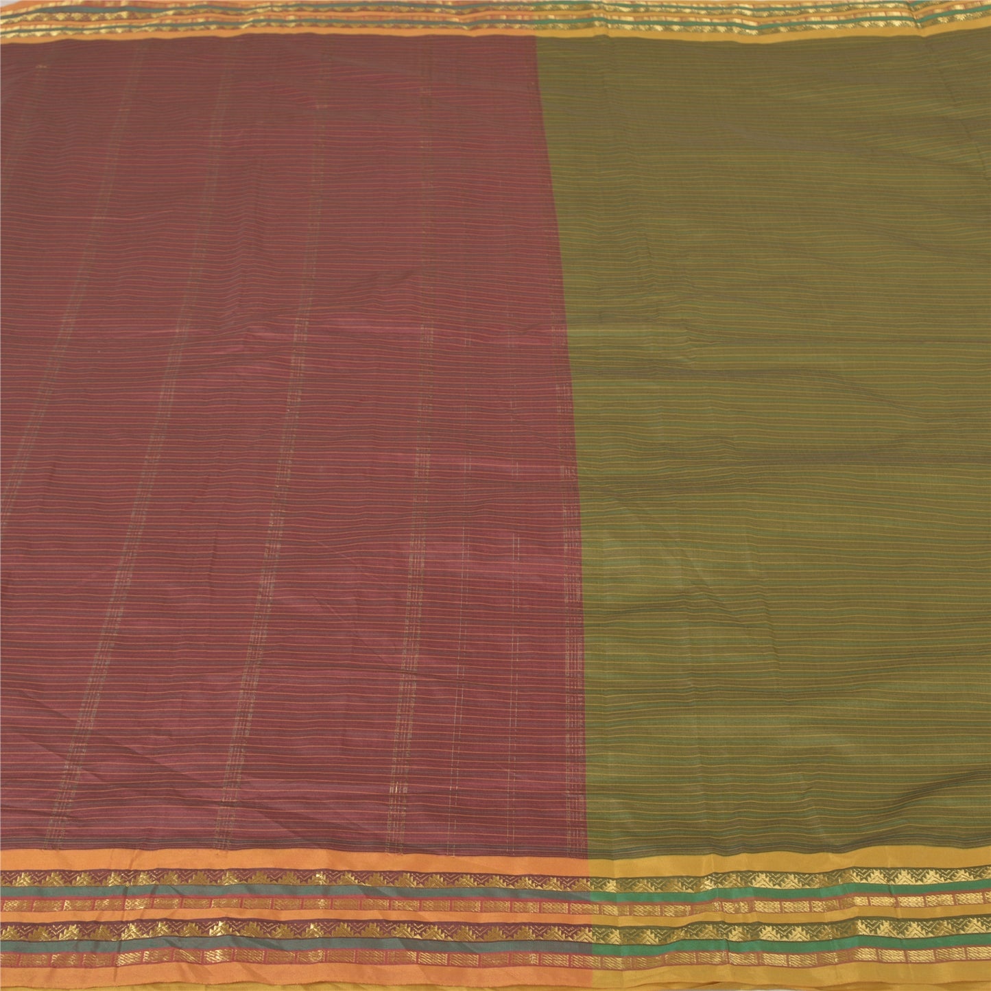 Sanskriti Vintage Grønne Sarees Kunstsilke Vævet Ilkal Premium Sari 5 Yard Bæredygtigt Stof