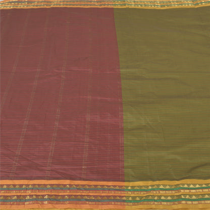Sanskriti Vintage Grønne Sarees Kunstsilke Vævet Ilkal Premium Sari 5 Yard Bæredygtigt Stof