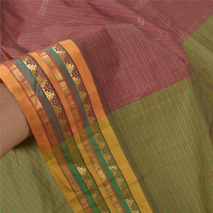 Sanskriti Vintage Grønne Sarees Kunstsilke Vævet Ilkal Premium Sari 5 Yard Bæredygtigt Stof