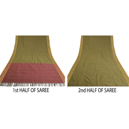 Sanskriti Vintage Grønne Sarees Kunstsilke Vævet Ilkal Premium Sari 5 Yard Bæredygtigt Stof