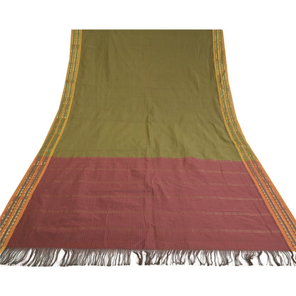 Sanskriti Vintage Grønne Sarees Kunstsilke Vævet Ilkal Premium Sari 5 Yard Bæredygtigt Stof