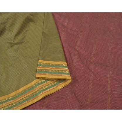 Sanskriti Vintage Grønne Sarees Kunstsilke Vævet Ilkal Premium Sari 5 Yard Bæredygtigt Stof