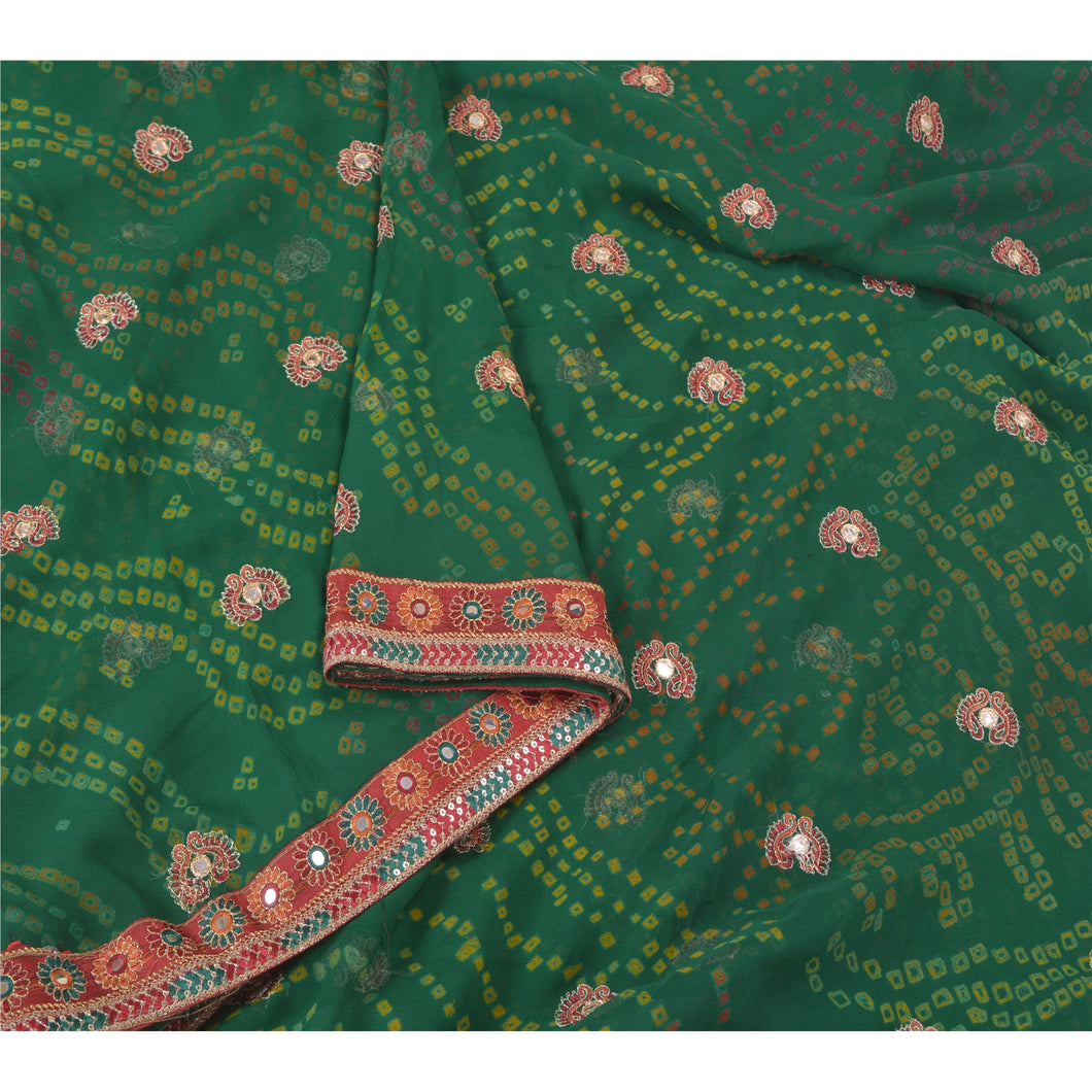 Sanskriti Vintage Sarees Pure Georgette Silk Embroidered Bandhani Sari Fabric
