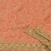 Sanskriti Vintage Peach Sarees Blend Georgette Hand Beaded Premium Sari Sustainable Fabric