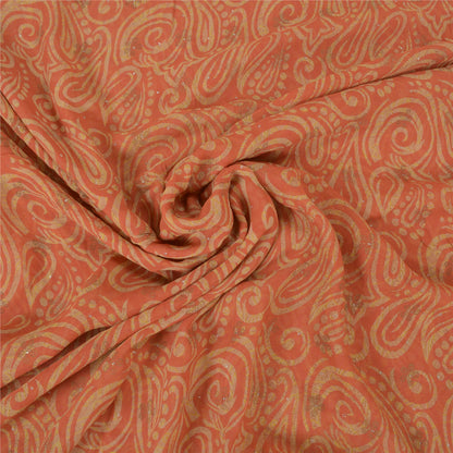 Sanskriti Vintage Peach Sarees Blend Georgette Hand Beaded Premium Sari Sustainable Fabric