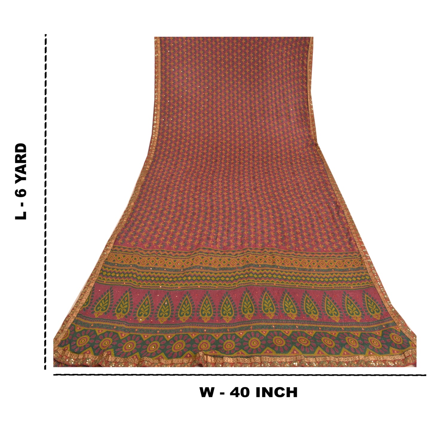 Sanskriti Vintage Purple Sarees Blend Georgette Hand Beaded Ethnic Sari Sustainable Fabric