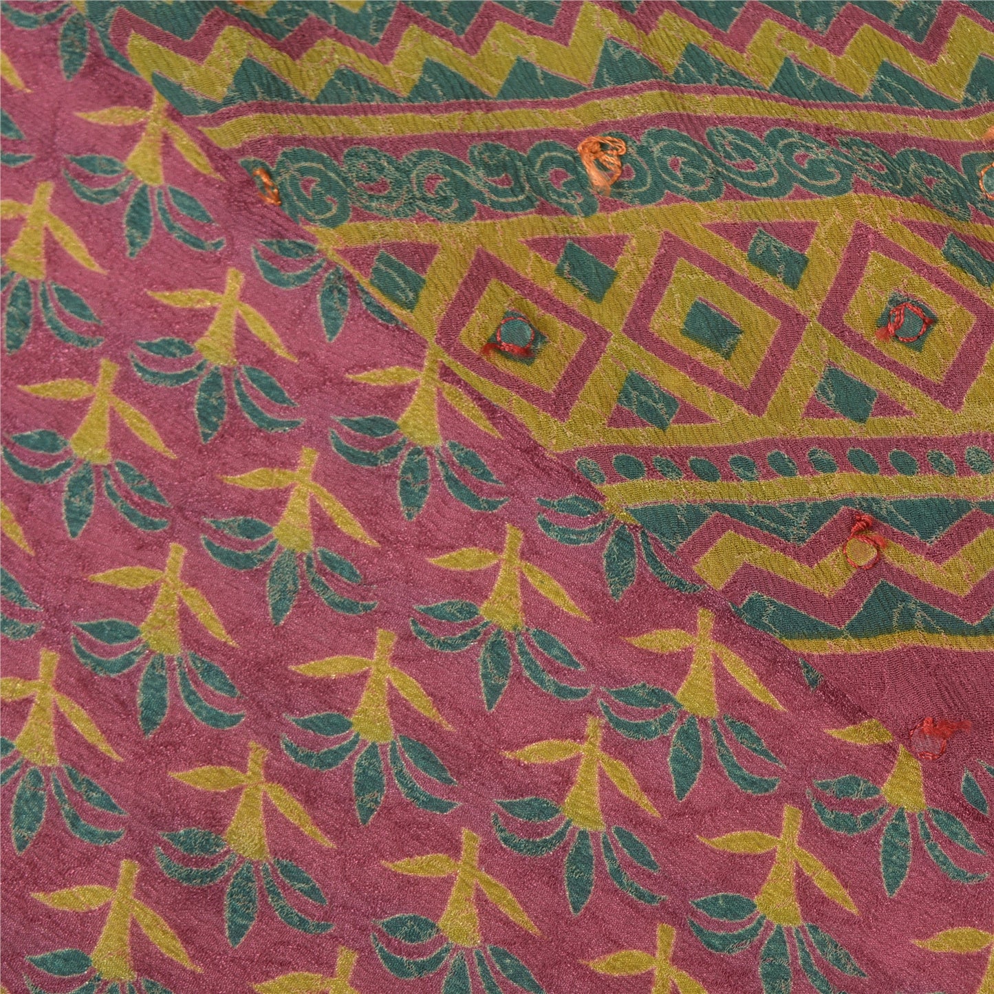 Sanskriti Vintage Purple Sarees Blend Georgette Hand Beaded Ethnic Sari Sustainable Fabric