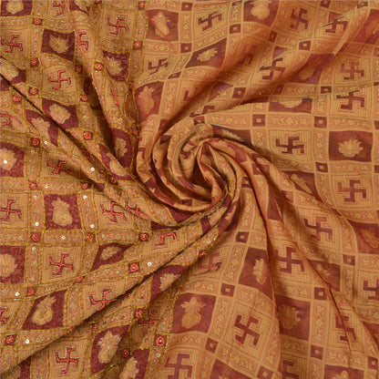 Санскритские винтажные индийские сари из чистой органзы из шелка, вручную расшитое бисером, сари из экологически чистой ткани