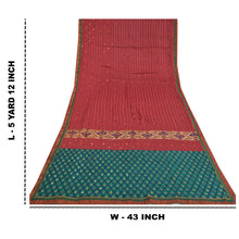 Load image into Gallery viewer, Sanskriti Vintage Dark Red Sarees Blend Georgette Hand Beaded Sari Craft Fabric
