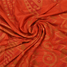Load image into Gallery viewer, Sanskriti Vintage Orange Sarees Pure Silk Hand Beaded Woven Sari Craft Fabric
