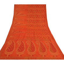 Load image into Gallery viewer, Sanskriti Vintage Orange Sarees Pure Silk Hand Beaded Woven Sari Craft Fabric
