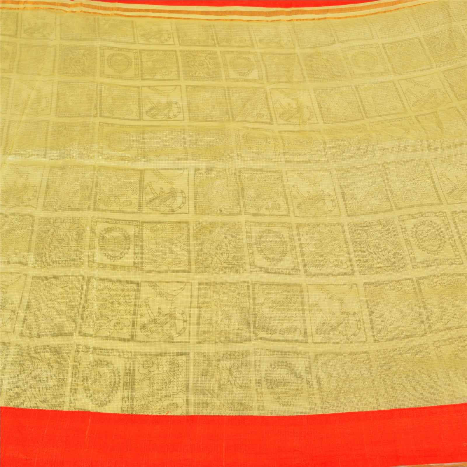 Sanskriti Vintage Grønne Sareer 100% Ren Silke Trykt Vævet Kota Sari Bæredygtigt Stof