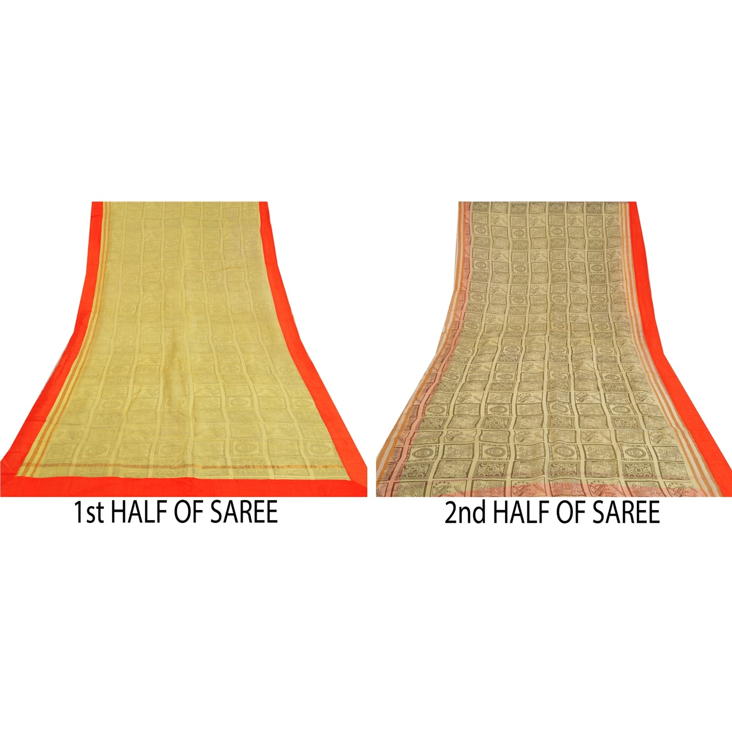 Sanskriti Vintage Green Sarees 100% Pure Silk Printed Woven Kota Sari Sustainable Fabric