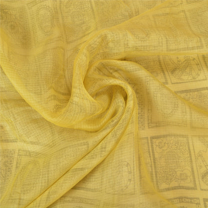 Sanskriti Vintage Green Sarees 100% Pure Silk Printed Woven Kota Sari Sustainable Fabric
