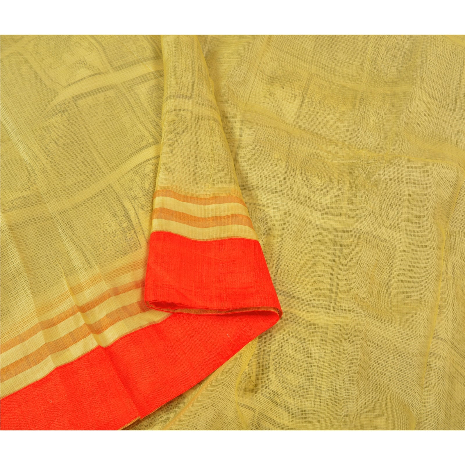 Sanskriti Vintage Grønne Sareer 100% Ren Silke Trykt Vævet Kota Sari Bæredygtigt Stof