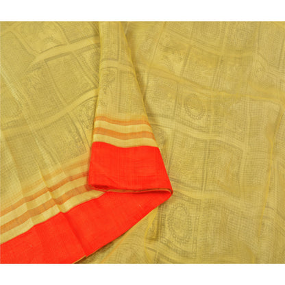 Sanskriti Vintage Green Sarees 100% Pure Silk Printed Woven Kota Sari Sustainable Fabric