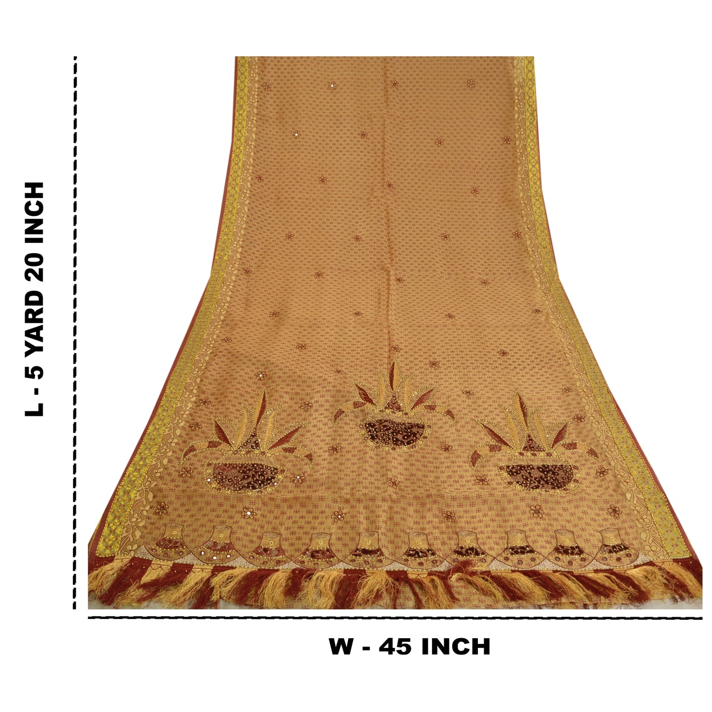 Sanskriti Vintage Cream Sarees Cotton Silk Hand Beaded Premium Sari Craft Sustainable Fabric