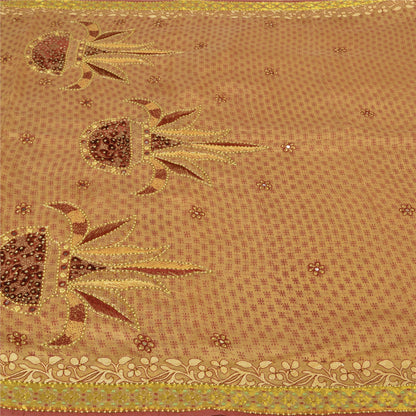 Sanskriti Vintage Cream Sarees Cotton Silk Hand Beaded Premium Sari Craft Sustainable Fabric