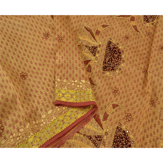 Sanskriti Vintage Cream Sarees Cotton Silk Hand Beaded Premium Sari Craft Sustainable Fabric
