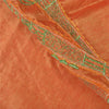 Sanskriti Vintage Orange Sarees Art Silk Hand Beaded Cultural Sari Craft Sustainable Fabric