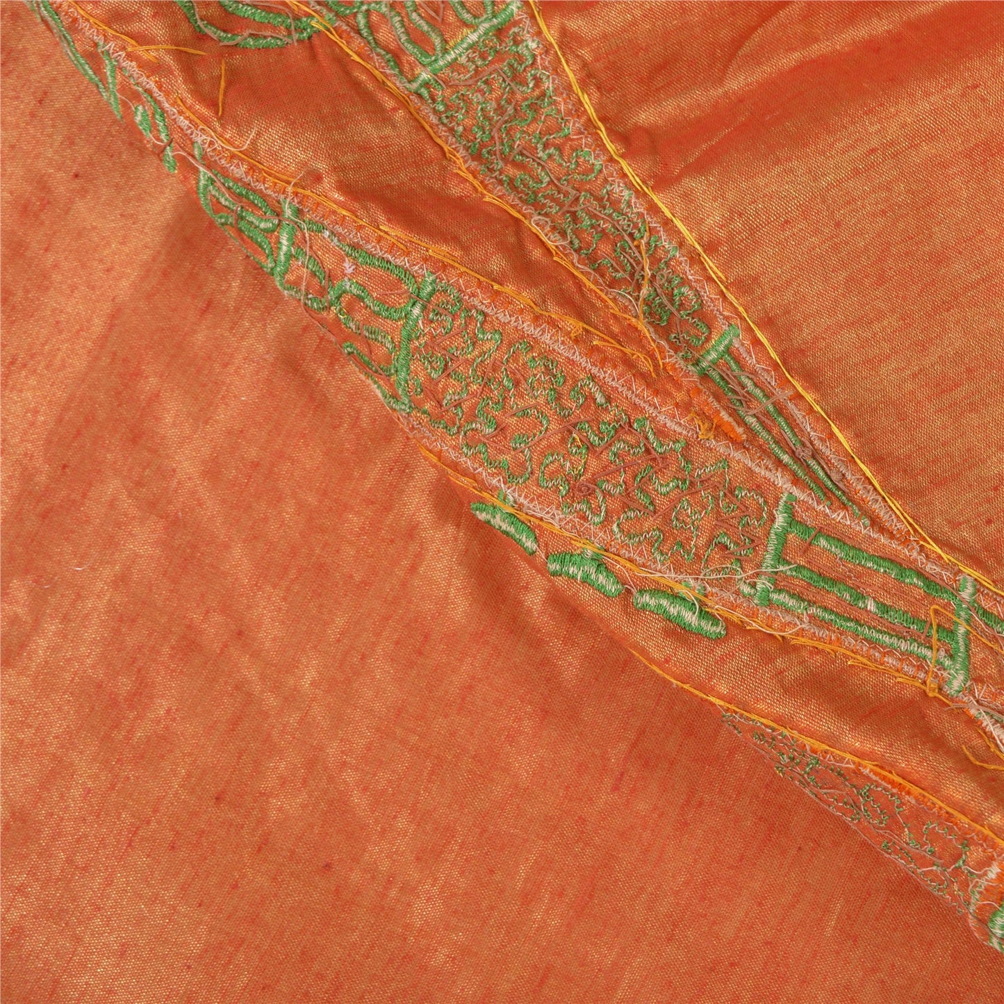 Sanskriti Vintage Orange Sarees Art Silk Hand Beaded Cultural Sari Craft Sustainable Fabric