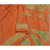 Sanskriti Vintage Orange Sarees Art Silk Hand Beaded Cultural Sari Craft Sustainable Fabric