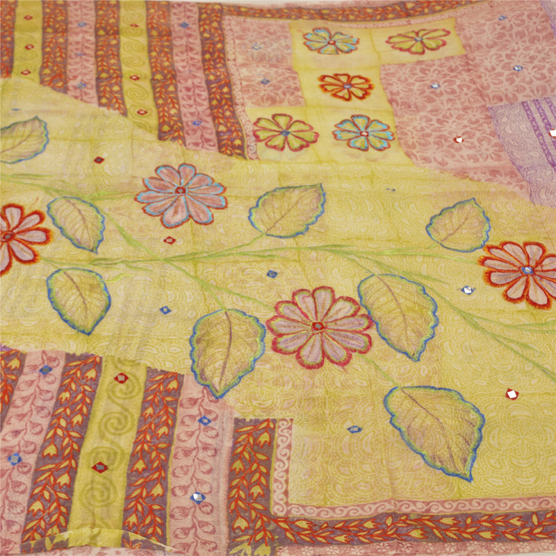 Sanskriti Vintage Indian Sarees Blend Georgette Embroidered Premium Sari Sustainable Fabric