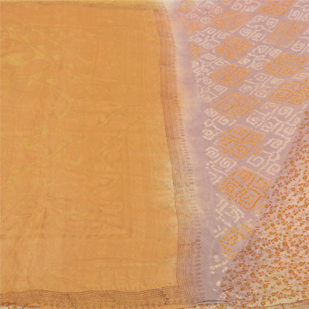 Sanskriti Vintage Indian Sarees 100% Pure Silk Woven Bandhani Sari Craft Fabric