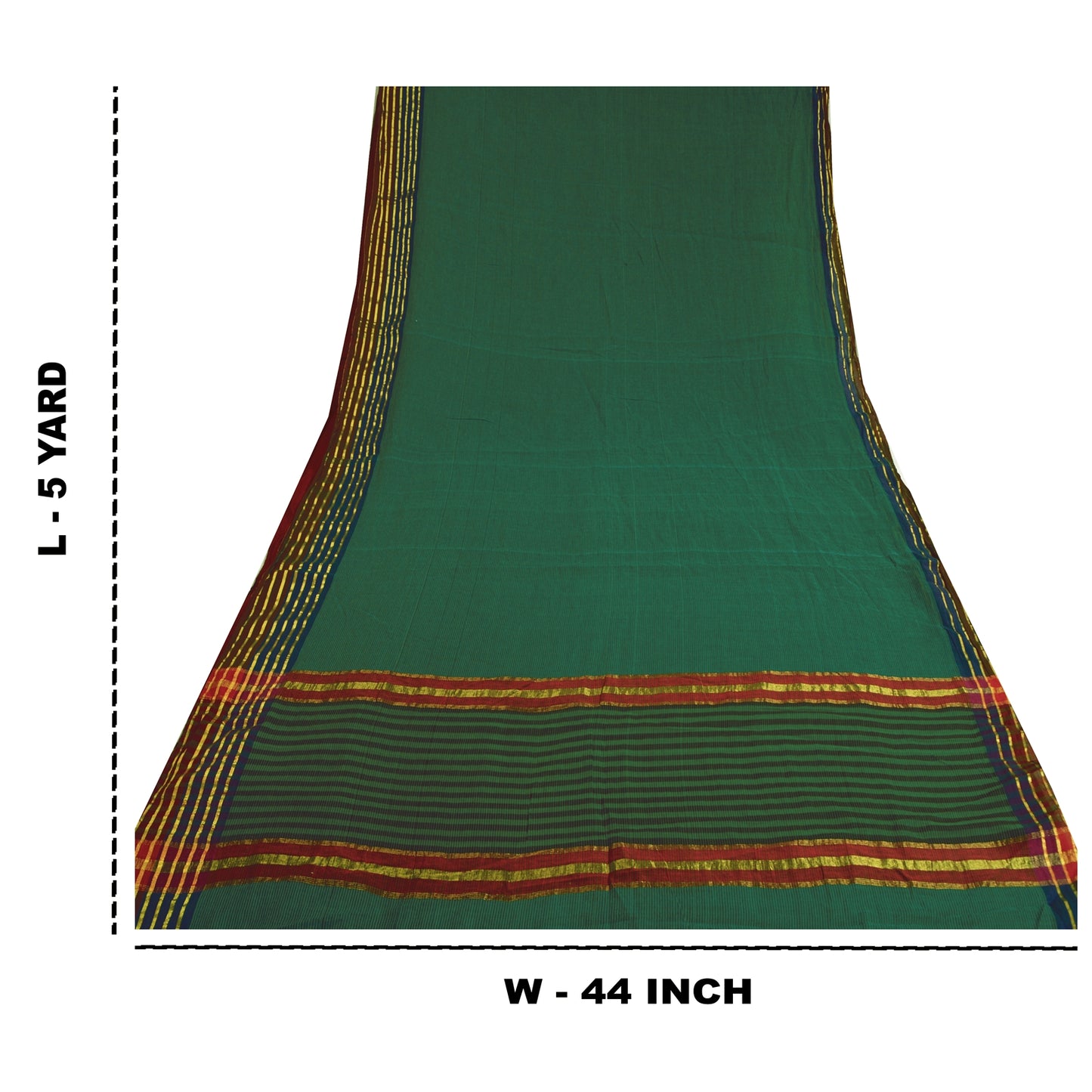 Sanskriti Vintage Green Sarees Cotton Silk Woven Ilkal Premium Sari 5 YD Sustainable Fabric