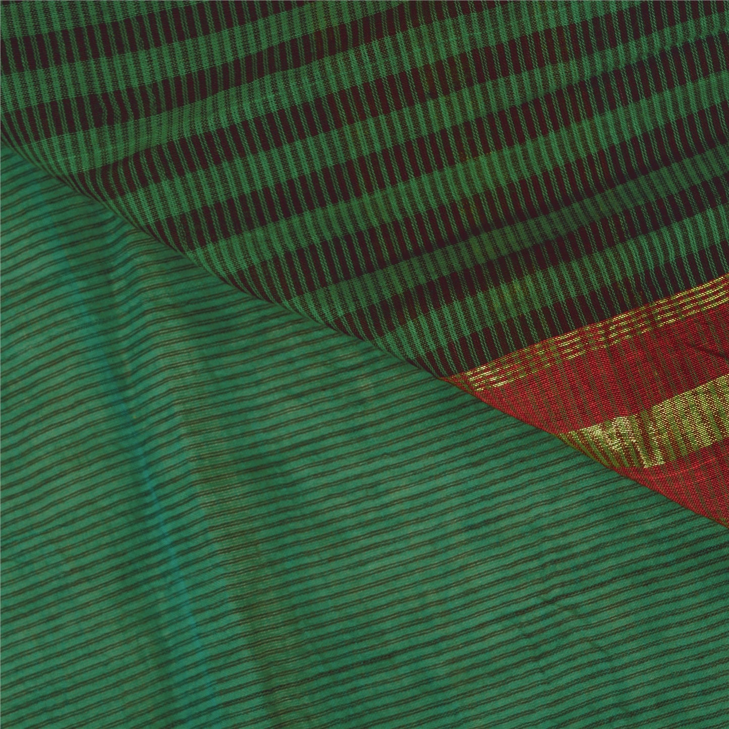 Sanskriti Vintage Green Sarees Cotton Silk Woven Ilkal Premium Sari 5 YD Sustainable Fabric