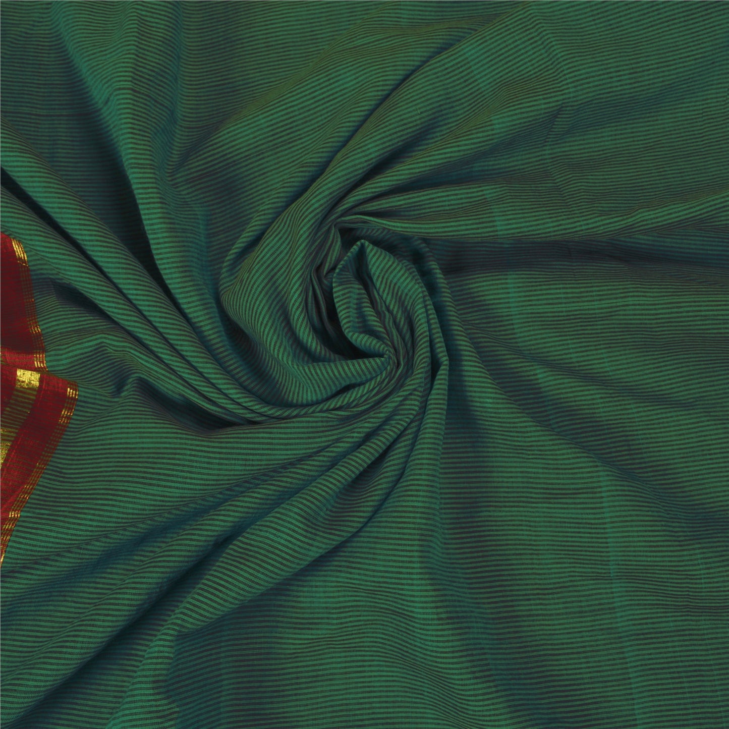 Sanskriti Vintage Green Sarees Cotton Silk Woven Ilkal Premium Sari 5 YD Sustainable Fabric