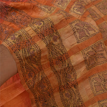 Load image into Gallery viewer, Sanskriti Vintage Orange Sarees Pure Silk Hand Embroidered Kantha Sari Fabric
