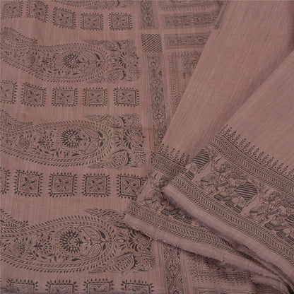 Санскритские винтажные ржаво-фиолетовые сари с рисунком из шелка и анималистичным принтом, устойчивая ткань