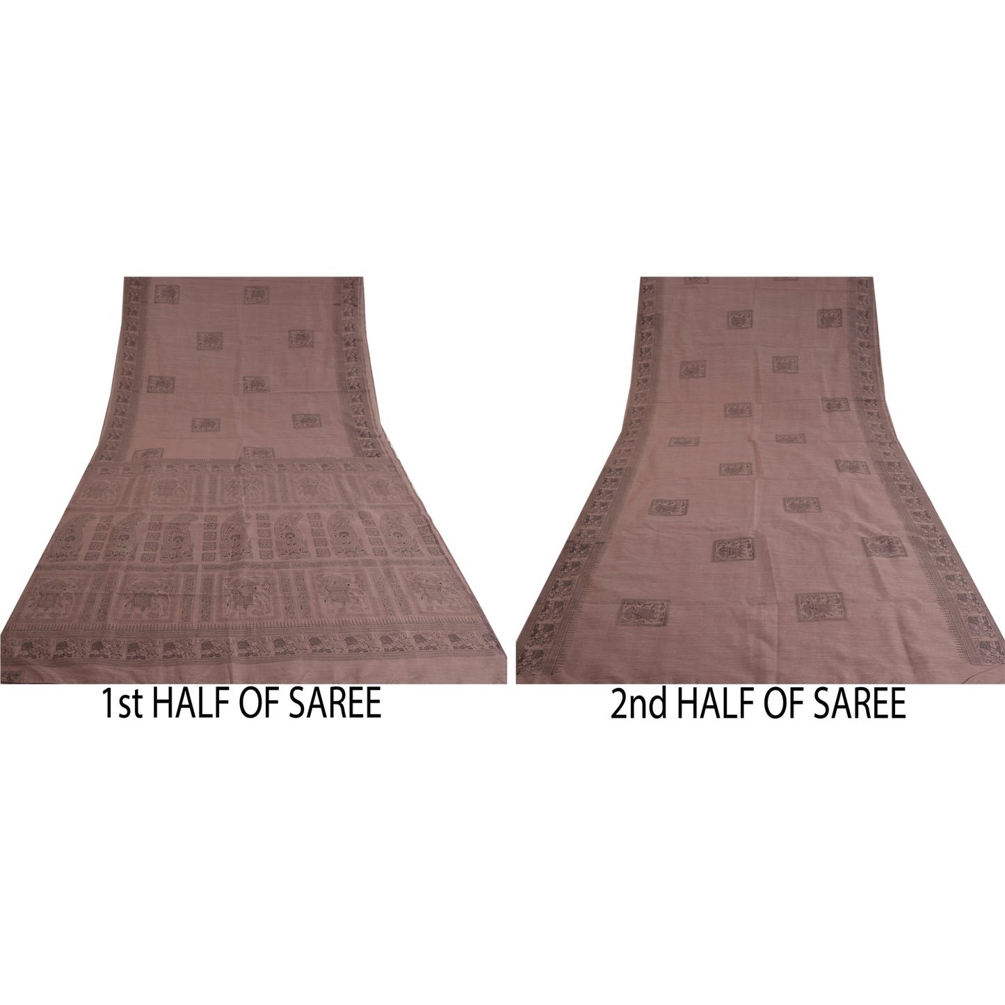 Санскритские винтажные ржаво-фиолетовые сари с рисунком из шелка и анималистичным принтом, устойчивая ткань