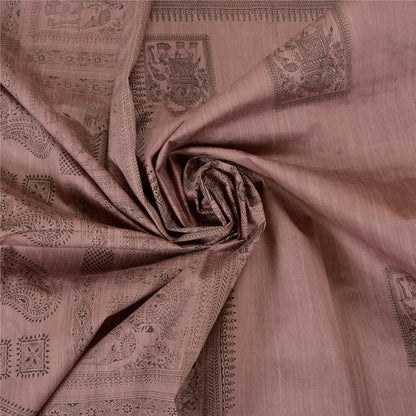 Санскритские винтажные ржаво-фиолетовые сари с рисунком из шелка и анималистичным принтом, устойчивая ткань