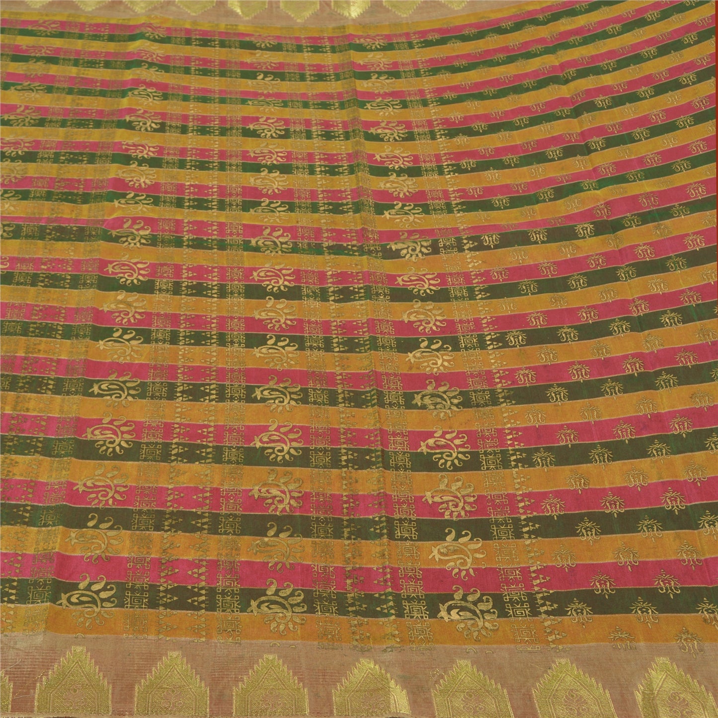 Sanskriti Vintage Indian Sarees Art Silk Woven Painted Premium Sari Craft Sustainable Fabric